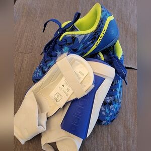 Indoor soccer sneakers with shin guards